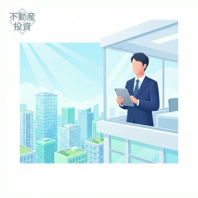 Professional Japanese Real Estate Owner analyzing data in the city